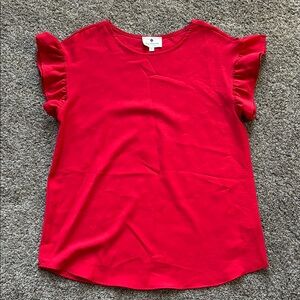 Betsey’s Boutique Shop Women’s Small Red Ruffle Sleeve Top NWOT